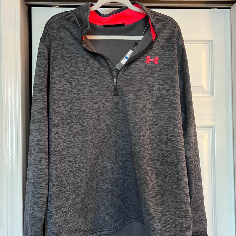 Under Armour Gray and Red Quarter-Zip Pullover